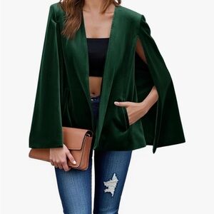 Chic Forest Green Women's Cape Jacket